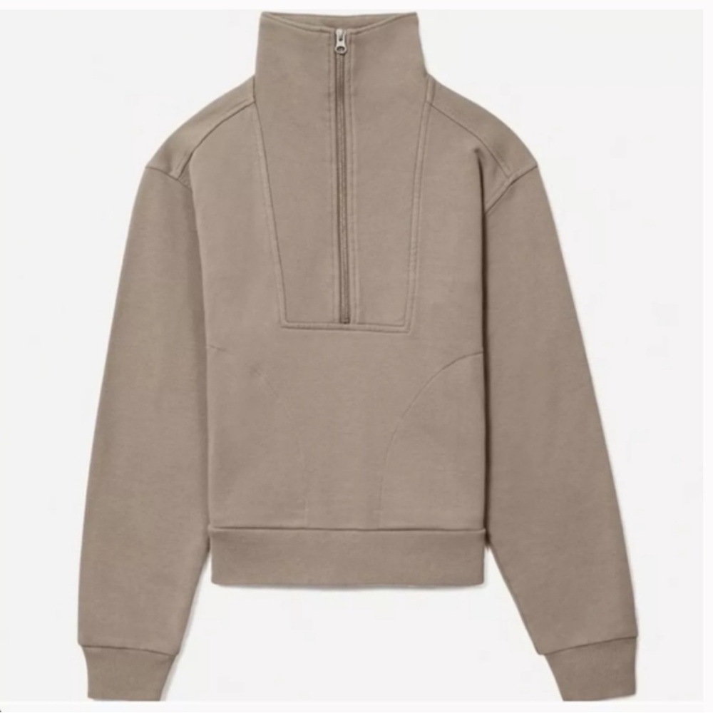 Everlane Dusty pink organic cotton the track half-zipped sweater